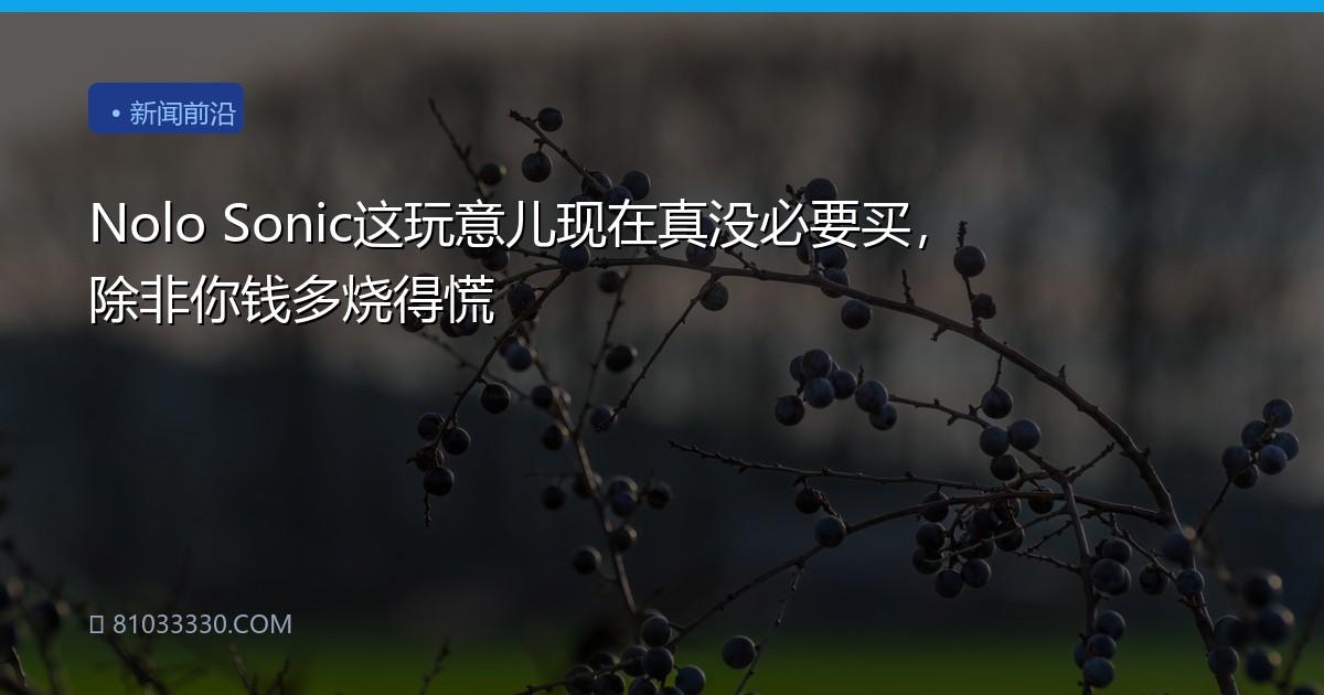Nolo Sonic这玩意儿现在真没必要买，除非你钱多烧得慌